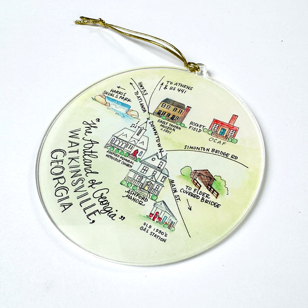 Watkinsville, Georgia Map Acrylic Ornament