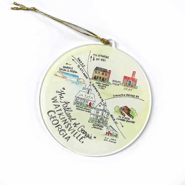 Watkinsville, Georgia Map Acrylic Ornament